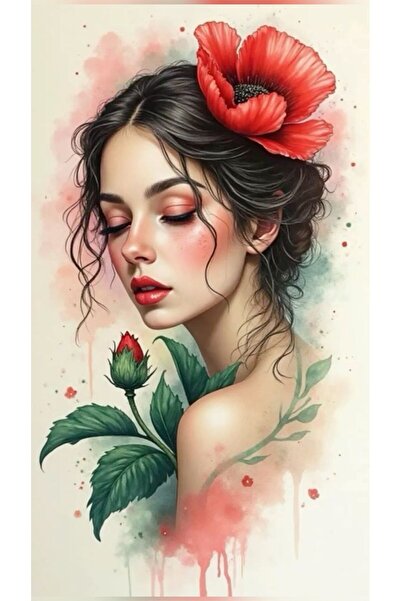 ALAYRA International ملصق فني ملون لوجه امرأة، ديكور جداري منزلي معاصر - 40×6...