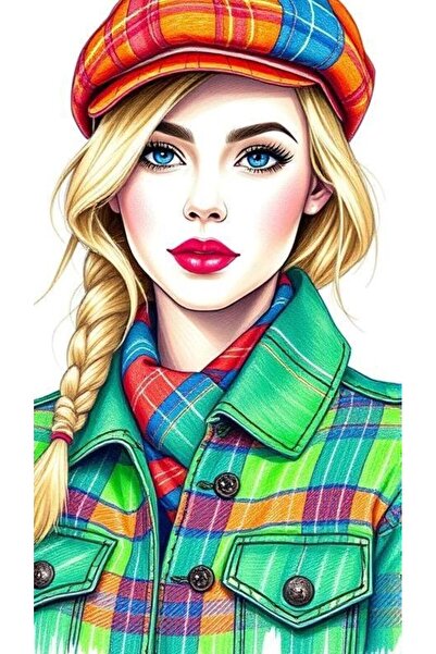 ALAYRA International ملصق فني ملون لوجه امرأة، ديكور جداري منزلي معاصر - 40×6...