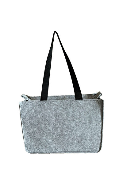 dilekolay Medium Shoulder Bag - Printed Felt Bag - Fatma Ananın Hand - 35X25 cm