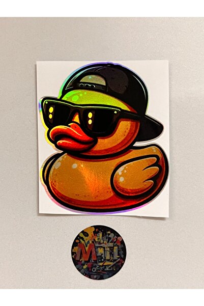 sticker خوذة دراجة نارية على شكل بطة مقاس 10×8.5 سم، معدنية معدلة وملحقات موس...