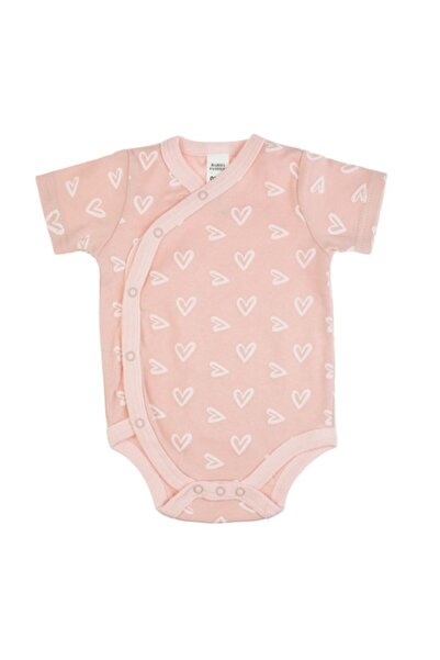 OEM - Body pentru bebeluși din bumbac roz nud cu inimioare, mâneci scurte