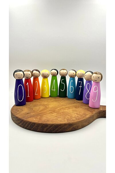 Alf Wood Number Peg Set - from -0 to 9 - Handmade Educational Wooden Toy