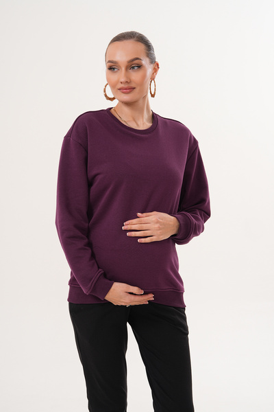 Miss Dünya Lissa Crew Neck 100% Cotton Maternity and Postpartum Basic Sweatshirt