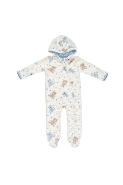 OEM Полар гащеризон в екрю и небесносин цвят с качулка и шарка на плюшено меч...