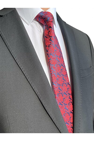 EDİRNE KIRMIZISI Şal Desen Jakar Kravat