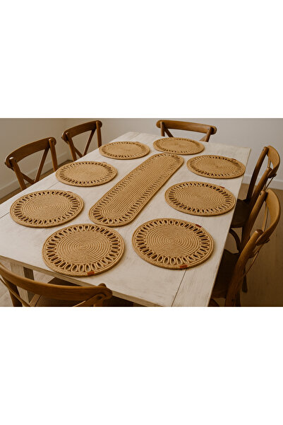 Ahs Tasarım Set Supla și Runner din tricot de paie