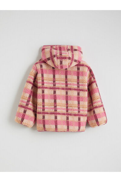 LC Waikiki με κουκούλα Καρό βελούδινο παλτό για κορίτσια