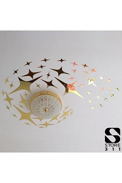 DfEventdesing Aynalı Pleksi Yıldız Desenli Duvar Süsü 220 Adet