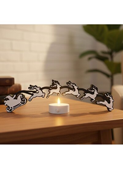 ARNİS Yılbaşı Noel Baba Geyiği Işıklı Dekoratif Obje Tasarım-Mum Dahildir