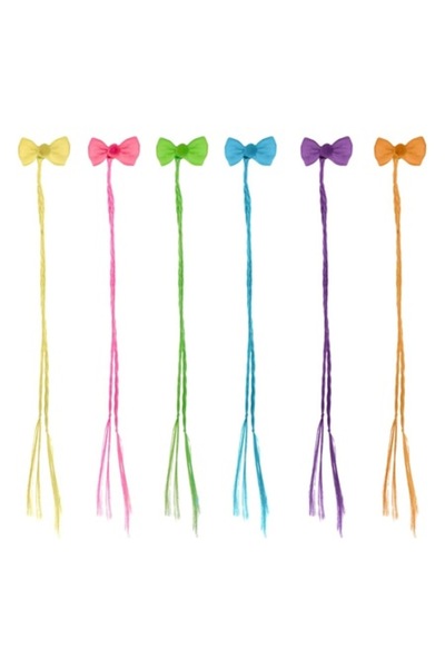 OEM Agrafe de păr cu funde și împletituri multicolore pentru copii - 6 bucăți