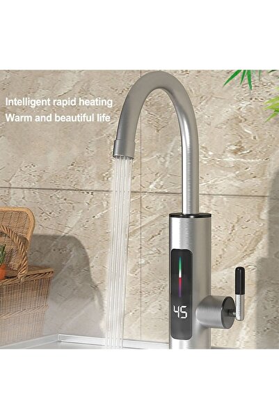 WALALLA Baterie electrică pentru încălzitor de apă de bucătărie, 3000W, oțel inoxidabil, 36x20cm, argintiu