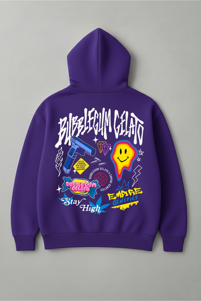 LORVEX Φούτερ με κουκούλα Oversize Unisex 100% Βαμβάκι με στάμπα GELATO