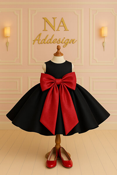 NA ADDESIGN Rochie pufosă din satin – Model prințesă cu detaliu de fundă roși...