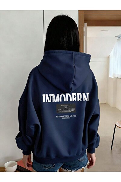 EYAX MODA Hanorac unisex supradimensionat cu imprimeu INMODERN