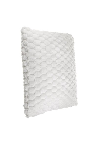 OEM Pernă decorativă din blană artificială ecru cu model în relief pentru can...