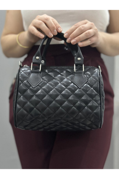 ZENGEZUR MALL Lvsqvr Capless Quilted Black Leather Bag (232442) (Size: Standard)