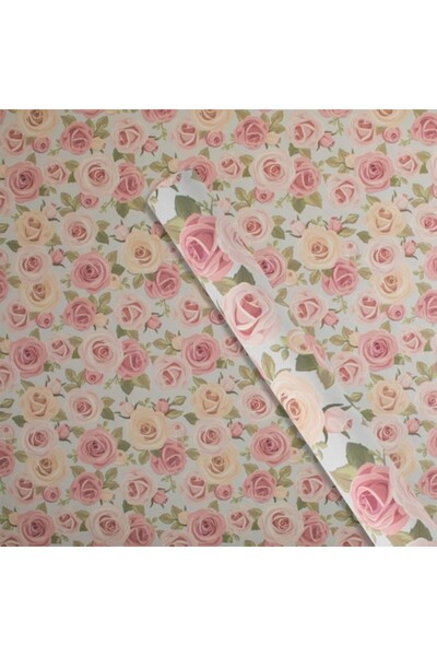 OEM Light blue wrapping paper with pink roses 150x70cm