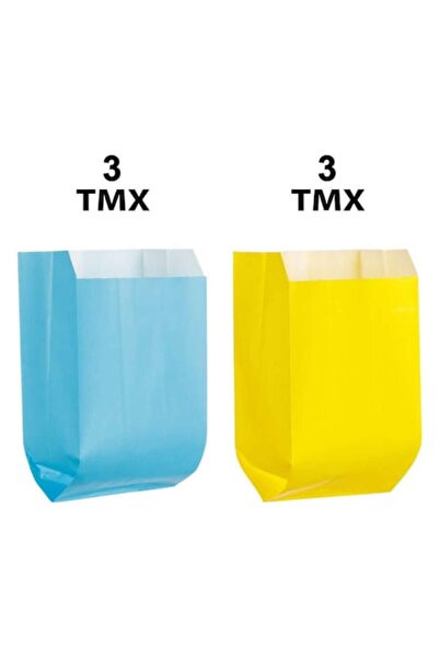 OEM Σετ μπλε και κίτρινες χάρτινες τσάντες δώρων 12x8x21 cm - 6 τεμ.