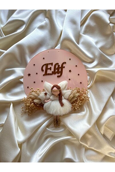 Bebika Kişiye Özel İsimli Keçe Melek Kapı Süsü – El Yapımı