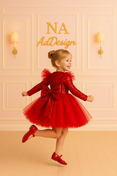 NA ADDESIGN New Year's Special Sequin Puffy Dress – New Year's Princess Model (Red / Black / Green)