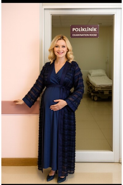 Tozpembebaby Tasseled Maternity Dressing Gown and Cotton Nightgown