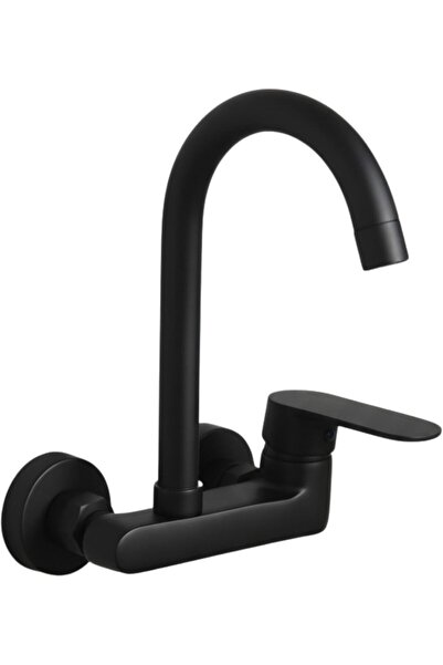 Generic Economic 2 holes sink Mixer Tap wall mounted kitchen faucet (Black)