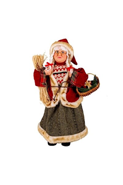 OEM Коледна украса - фигурка на Дядо Коледа с кошница, 45 см, DCJ216
