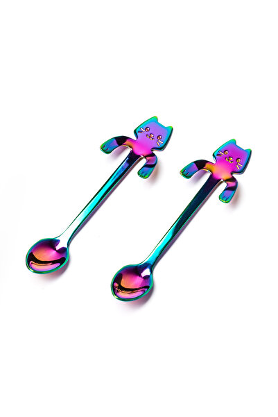 Gadget Master Set of 2 Rainbow Cat Mini Teaspoons