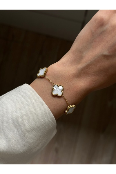 YOUES JEWELRY سوار من الفولاذ 316L بلون اللؤلؤ للنساء والرجال، سوار ذهبي مزدو...