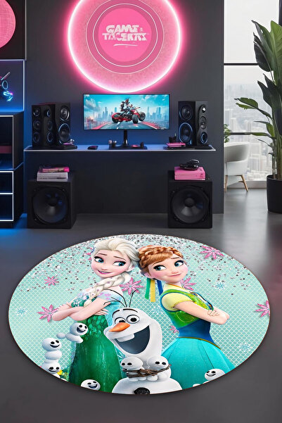 Reyhani Frozen Desenli Kaymaz Taban Makinede Yıkanabilir Çocuk Gamıng Halısı ...