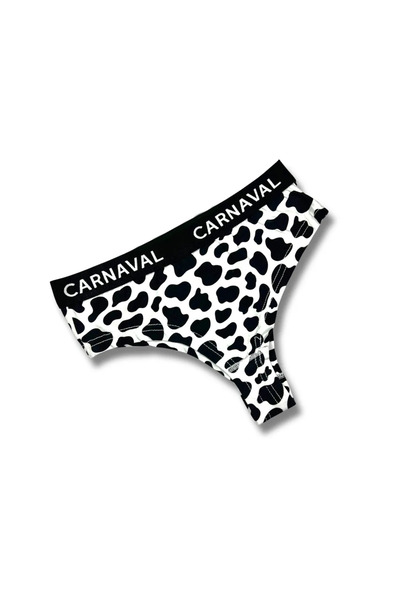 CANMODA Black and White Leopard Patterned Colorful Premium Women's Brazilian Panties 95% Cotton 5% Elastane