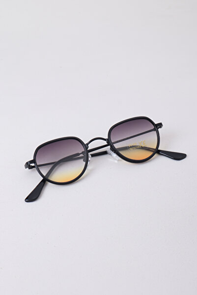 Kapin نظارات شمسية للجنسين بتصميم سوهو بيضاوي - الخردل الأسود