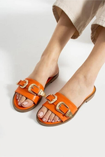 ZENGEZUR MALL Nrzsnt Sene Orange Skin Slippers (233424) (Size: 37)
