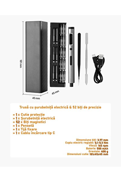 OEM Premium kit with electric screwdriver and 52 precision magnetic bits, tweezers and special rod