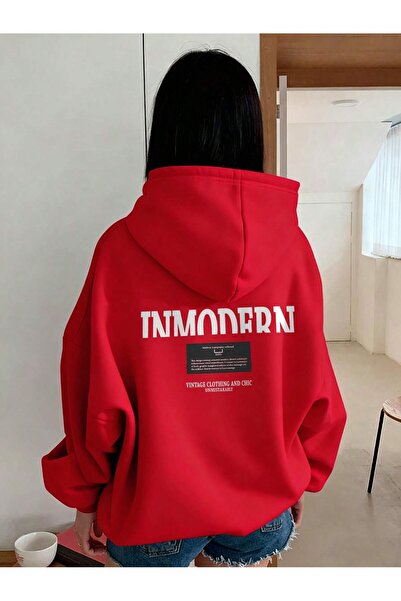 EYAX MODA Hanorac unisex supradimensionat cu imprimeu INMODERN