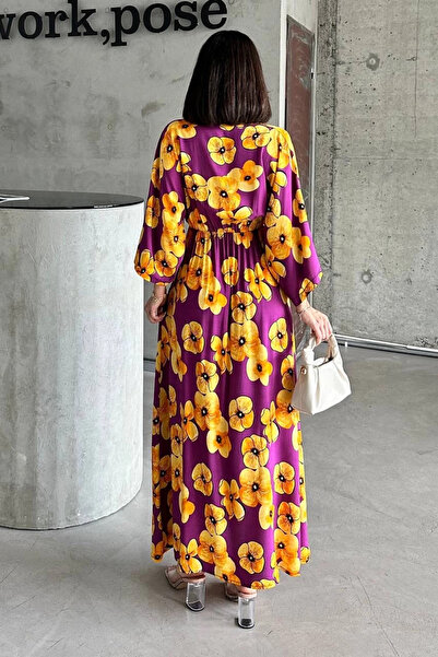 ZENGEZUR MALL Nrzsnt Floral Printed Dress Yellow (231841) (Size: S)