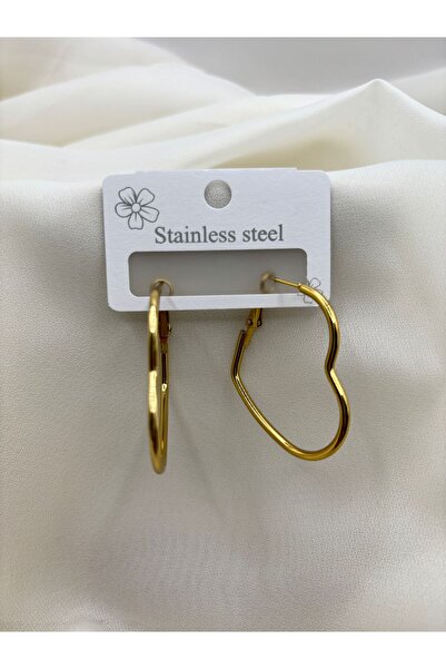 aurora dükkan حلق على شكل قلب من الفولاذ الذهبي مقاس 3.5 سم