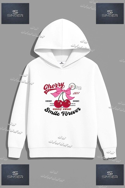 SS SİNSER Φούτερ Unisex "CHERRY SMILE FOREVER " με στάμπα και κουκούλα