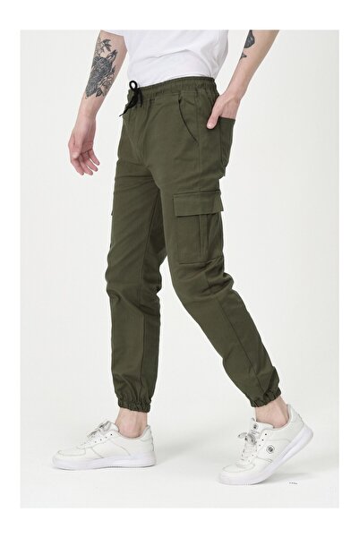 VIKUNYA Men's Side Pocket Dark Khaki New Season Jogger Pants Cargo Pants