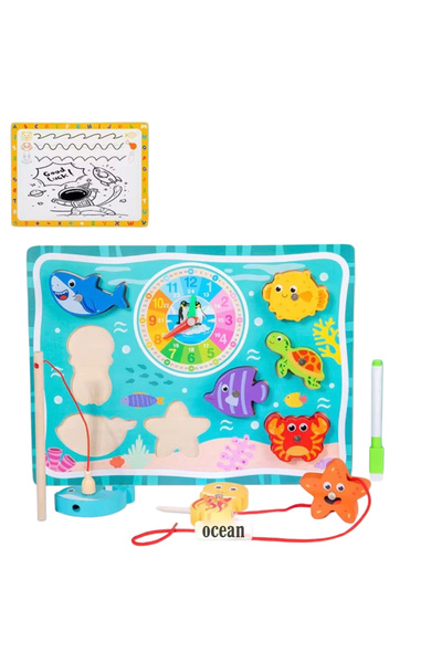 Denn Store Joc educativ multifuncțional din lemn – Puzzle, ceas didactic, joc...