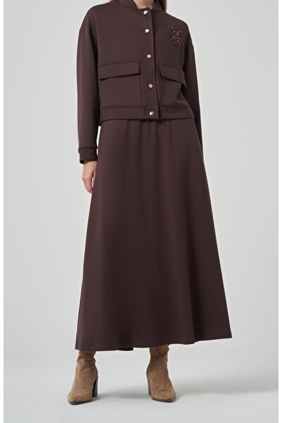 Nuss 1015 Collar Bead and Stone Embroidered Skirt Suit