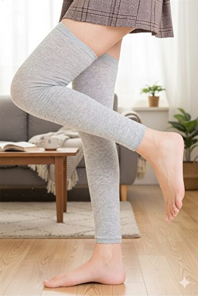 butiksosyete38 Women's Leggings Cotton Over-The-Knee Socks-Grey