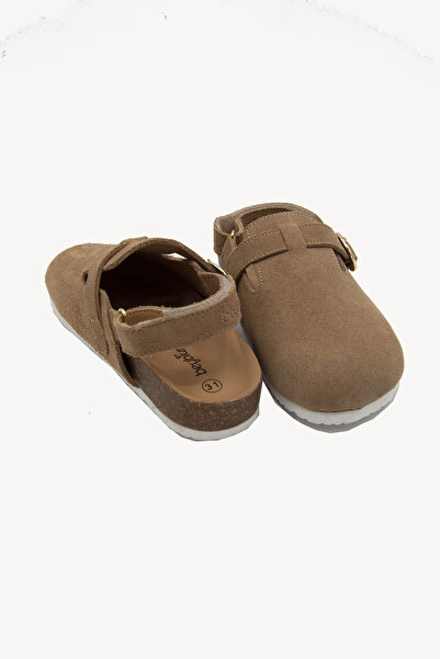 Beybium Genuine Suede Leather Cork Sole Children's Sabo Sandals Mink