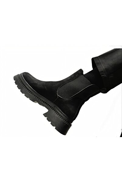 PAPUCUMUN DÜNYASI Cizme Chealsea din piele intoarsa cu talpa groasa elastica ...