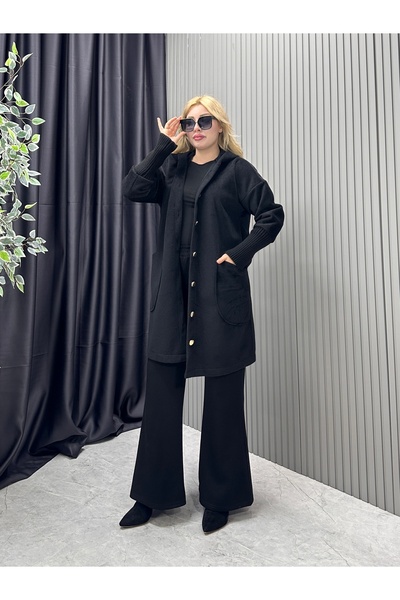 ARVA GİYİM KIŞLIK DÜĞMELİ TRİKO KOLLU KAŞE HIRKA