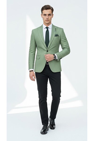 Plus Scorpion Ανδρικό υφασμάτινο μπλέιζερ εφαρμοστό – Κομψό μοντέρνο κομμένο με ένα κουμπί