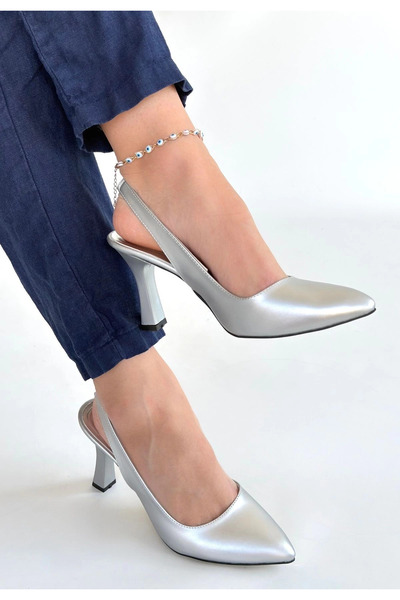 ZENGEZUR MALL Nrzsnt Feey Silver Skin Heeled Shoes (00112) (Size: 39)
