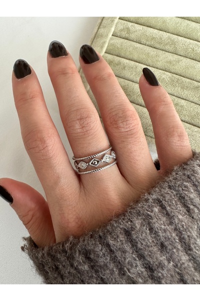 ringbox Vintage Steel Ring with Silver Color Eye Motif