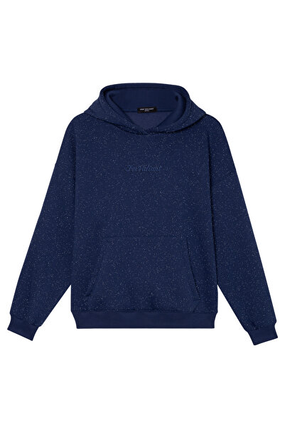 Fer Valiant Simli Işıltılı İçi Pamuklu Oversize Kadın Sweatshirt