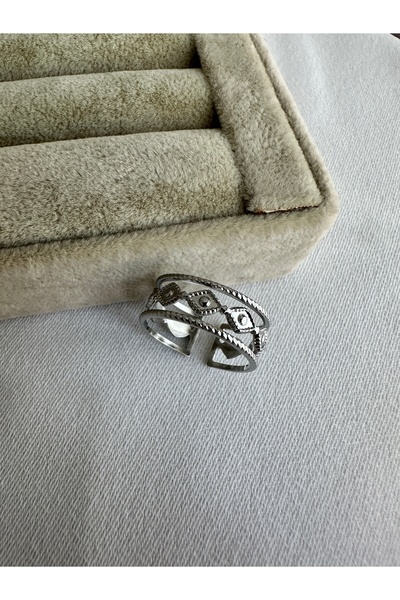 ringbox Vintage Steel Ring with Silver Color Eye Motif